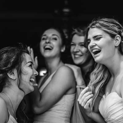 bridal party enjoying a wedding event